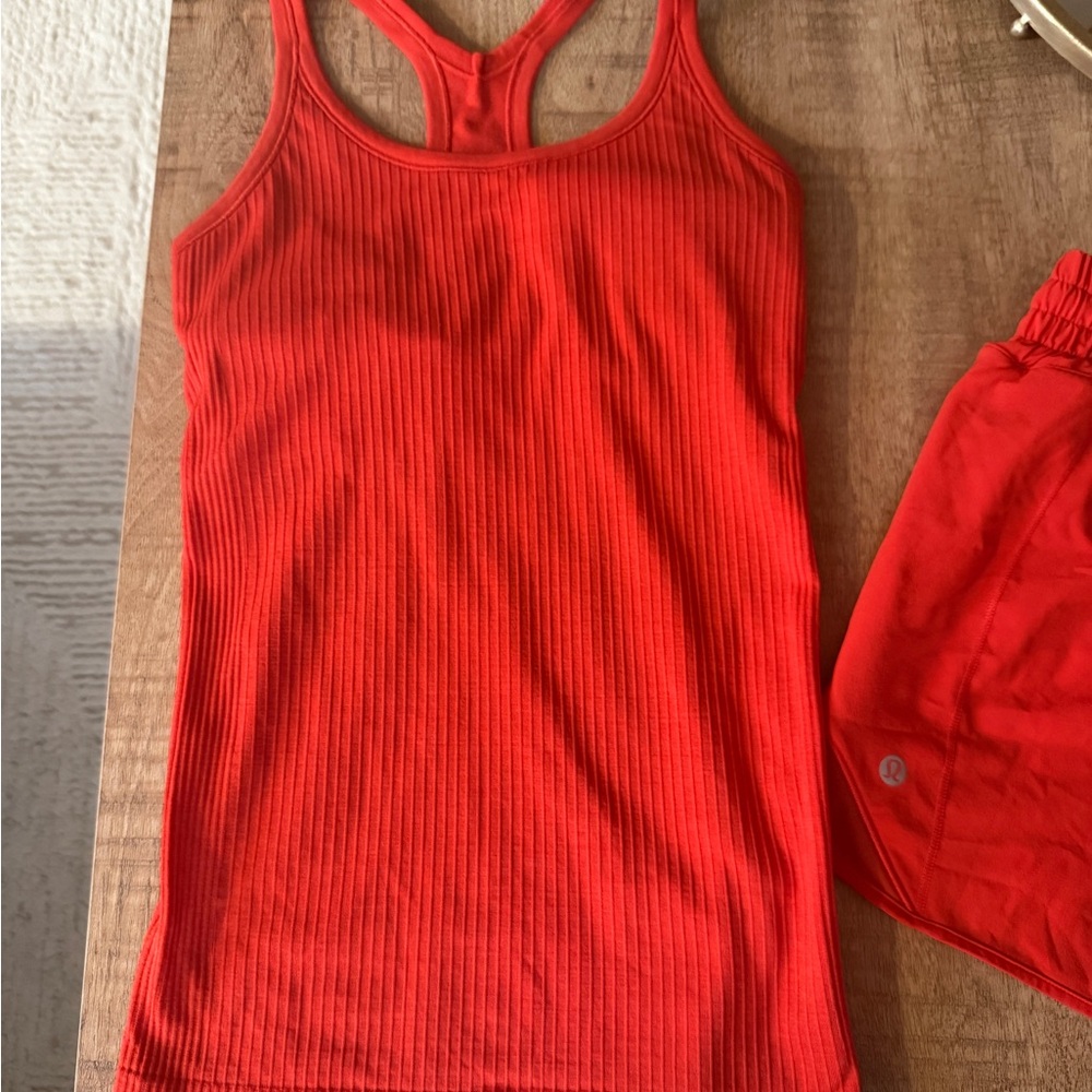lululemon athletica Red Ribbed Racerback Tank